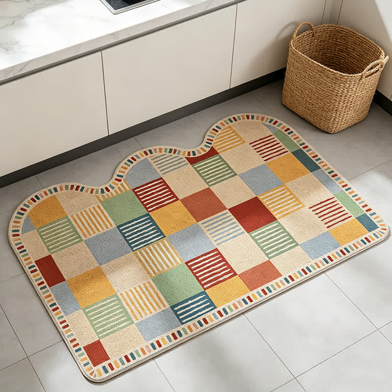 Colorblock Patchwork Printed Entry Rug