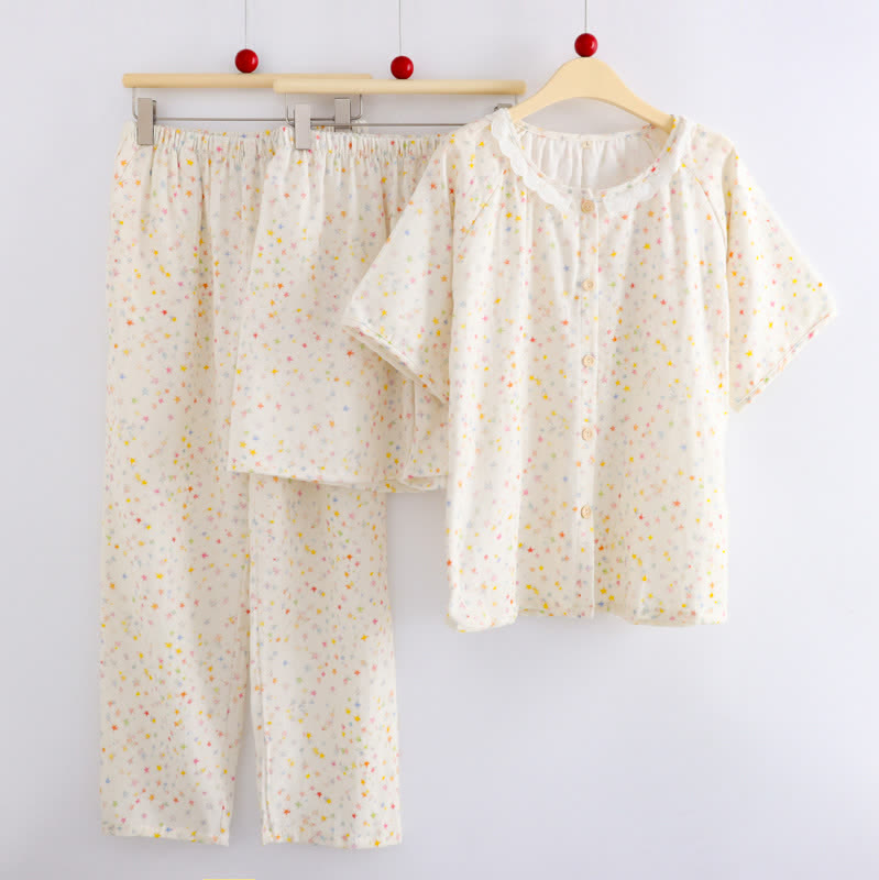 Star Print Cotton Loungewear Set(3PCS)