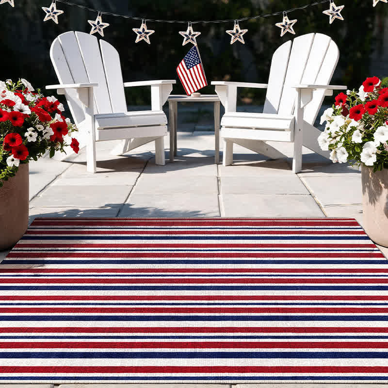 Patriotic Americana Stripe Outdoor Rug