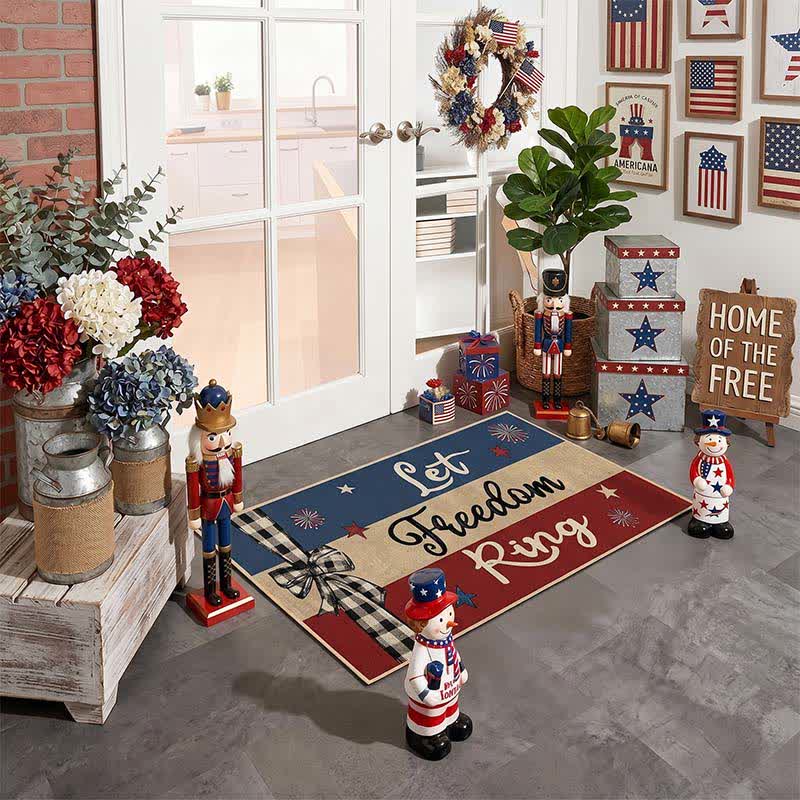 Let Freedom Ring Patriotic Crystal Velvet Entryway Rug