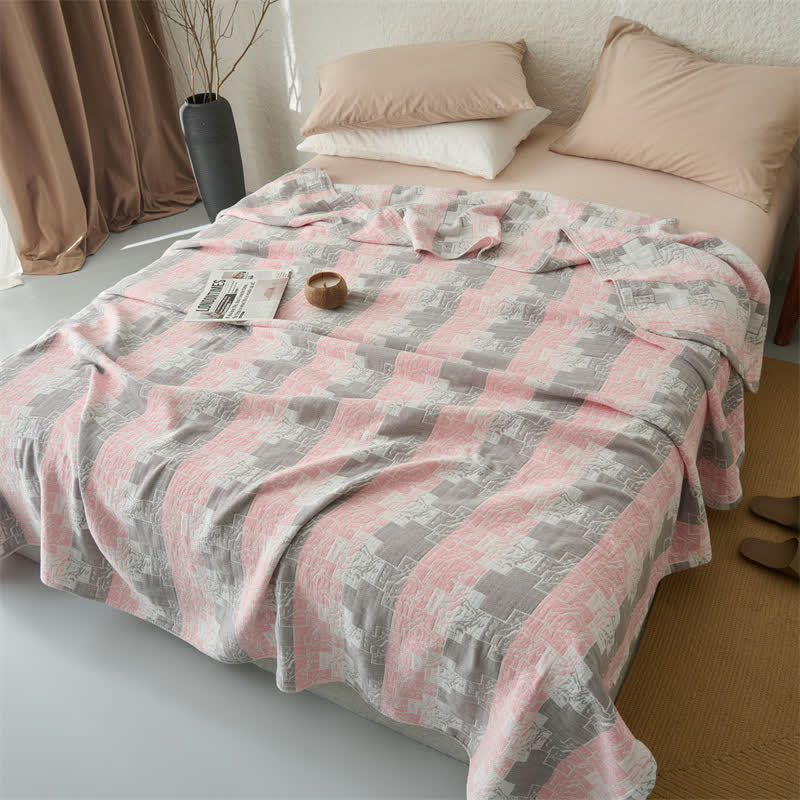 Geometric Cotton Muslin Reversible Blanket Quilt