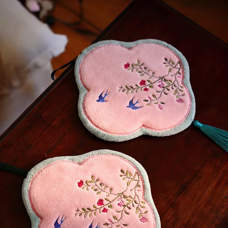 Bird & Floral Coral Fleece Hand Towel