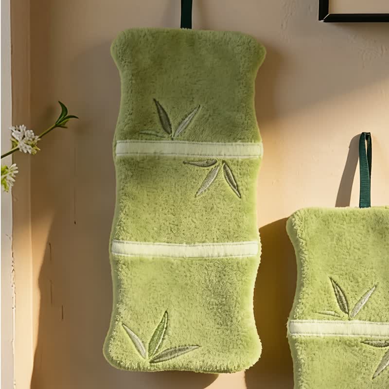 Bamboo Leaf Coral Fleece Hand Towel