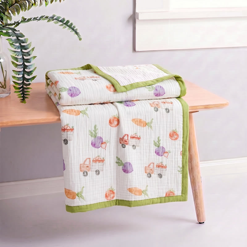 Garden Veggie Print Cotton Gauze Blanket