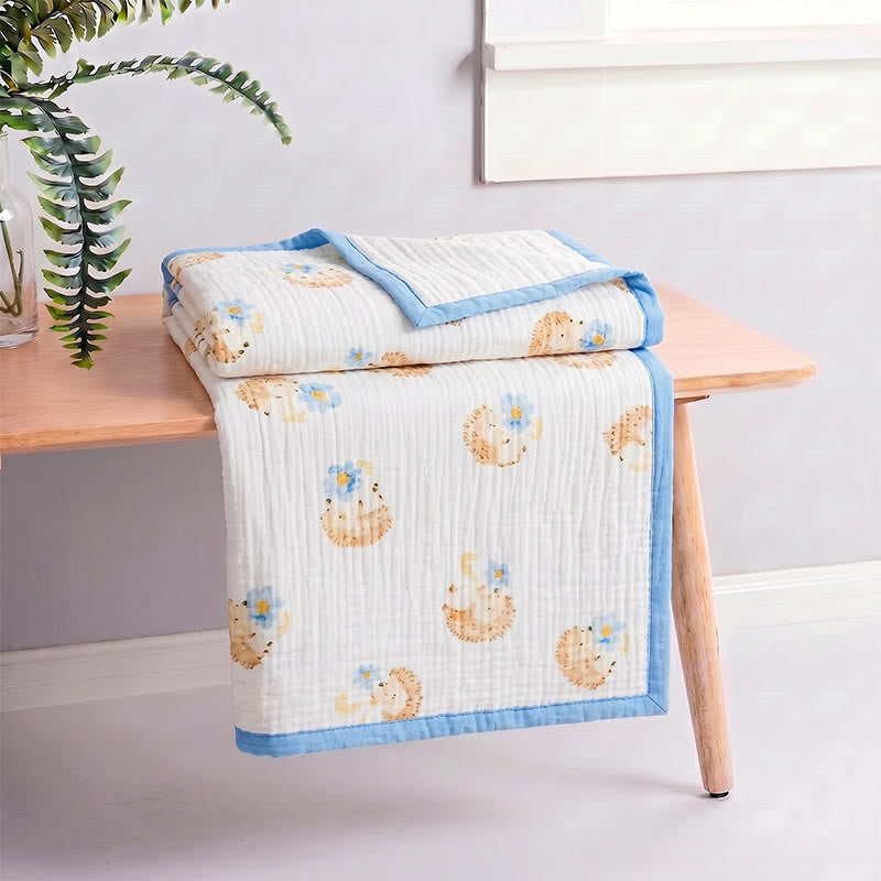 Little Hedgehog Cotton Gauze Blanket