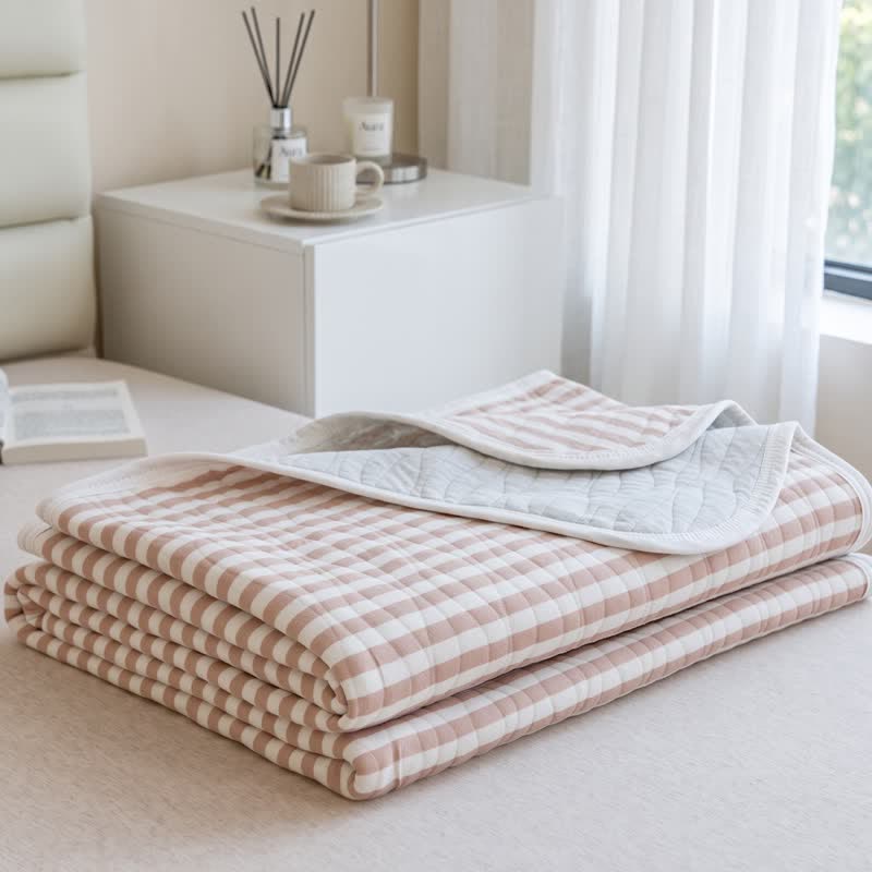 Blush Stripe Quilted Cotton Bedspread