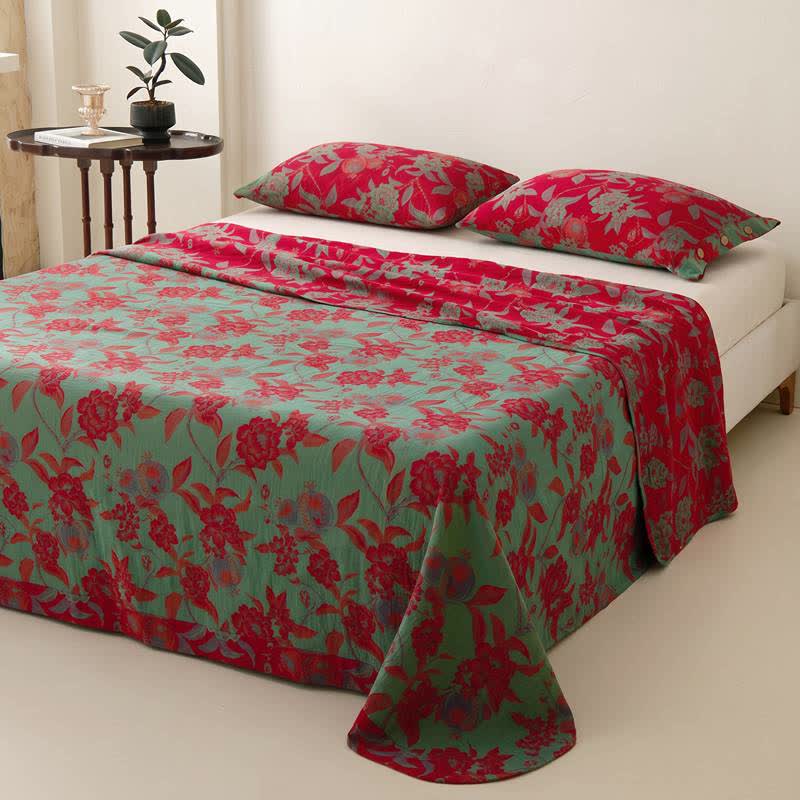 Opulent Floral Muslin Reversible Bedspread