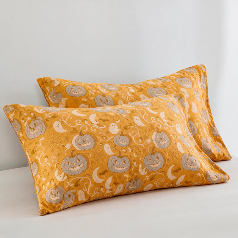 Orange Halloween Pumpkin Cotton Blanket