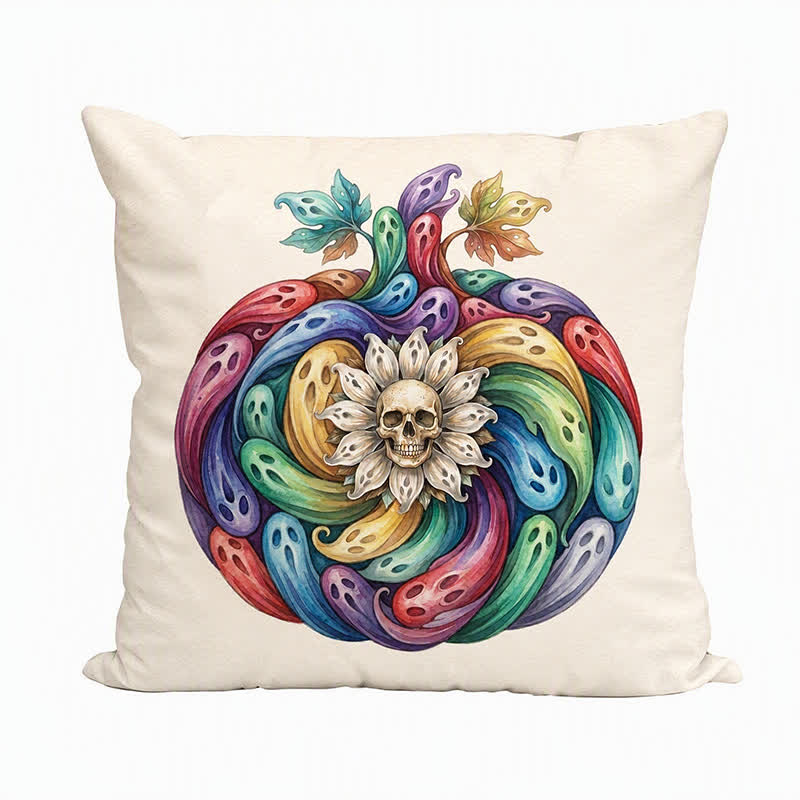 Rainbow Ghost Pumpkin Halloween Pillow Cover