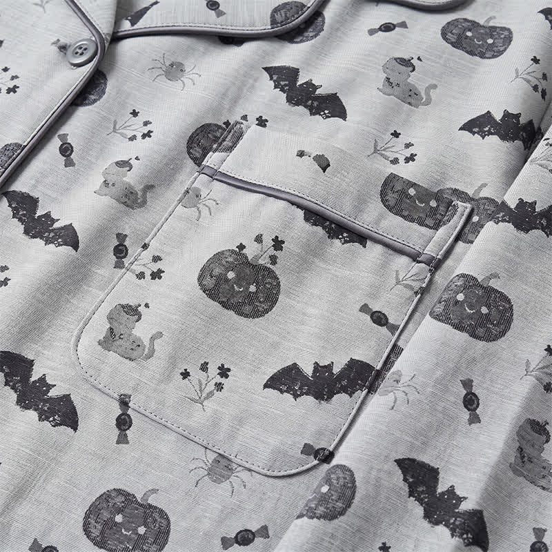 Halloween Pumpkin Bat Cotton Gauze Loungewear Set