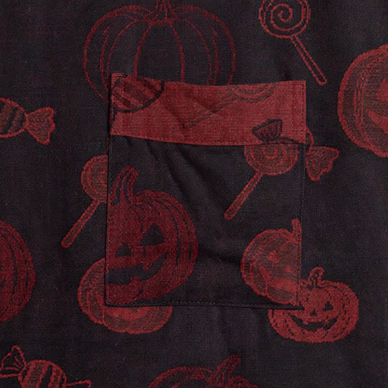 Red-Black Halloween Monster Cotton Kimono Robe