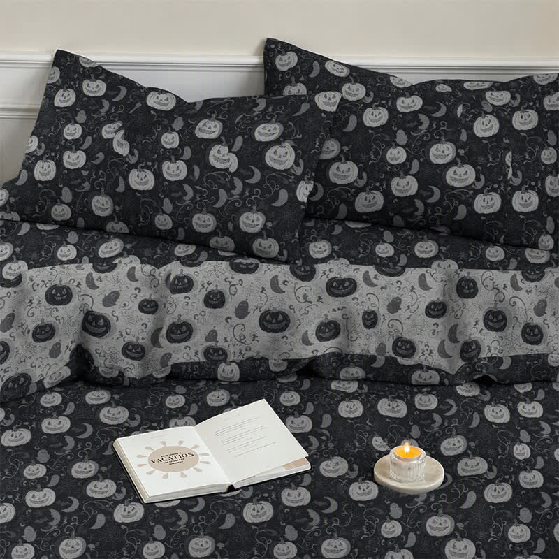 Halloween Pumpkin Moon Cotton Bedding Set
