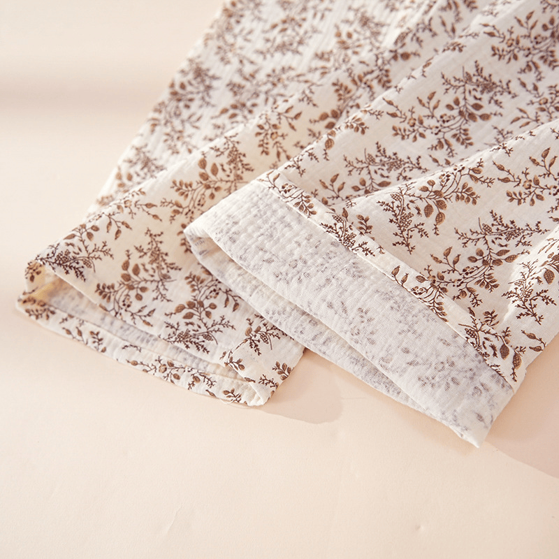 Brown Ditsy Floral Cotton Loungewear Set
