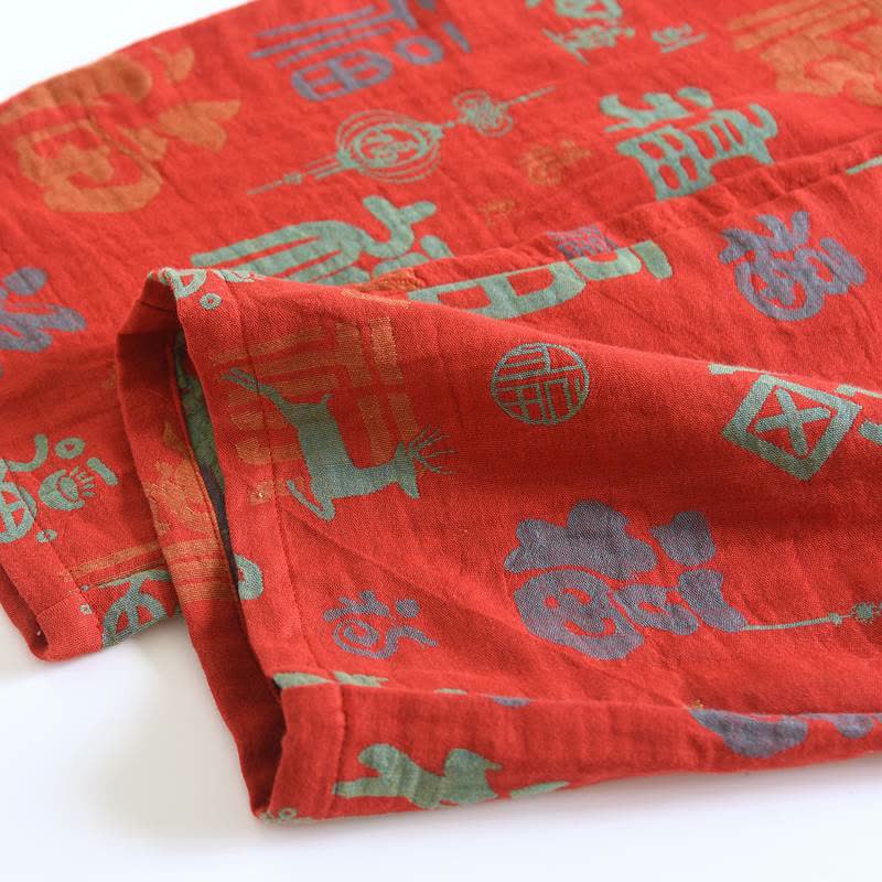 Auspicious Fu Yarn-dyed Cotton Pajama Set