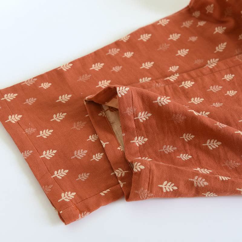 Relaxed Piped Cotton Maple Leaf Loungewear Set