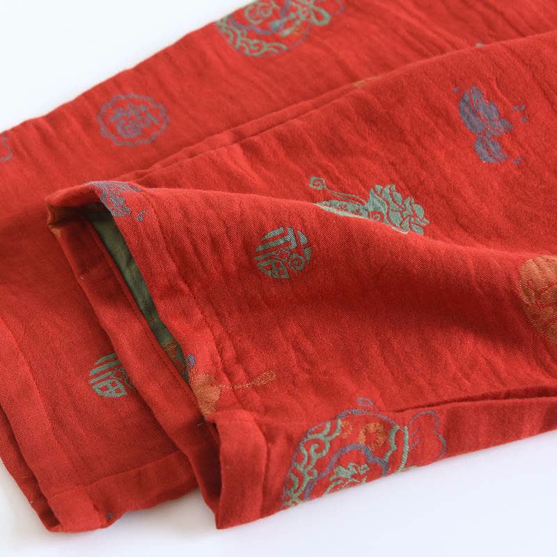 Red Cotton Fortune Pouch Loungewear Set