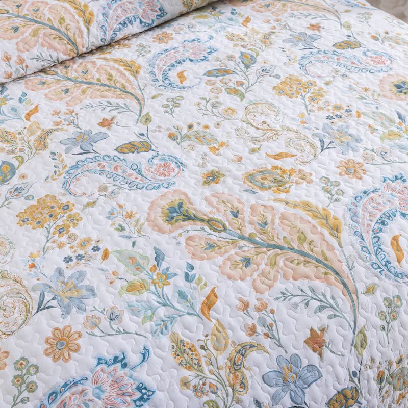 Country Style Multicolor Flower Cotton Quilt Set
