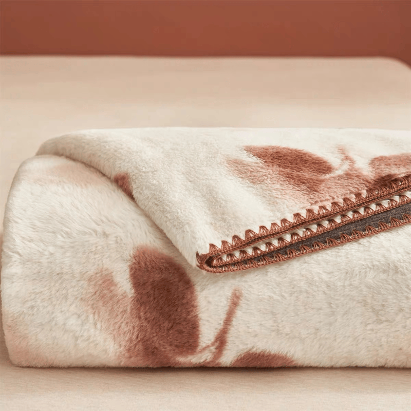 Vintage Beige Rose Plush Throw Blanket
