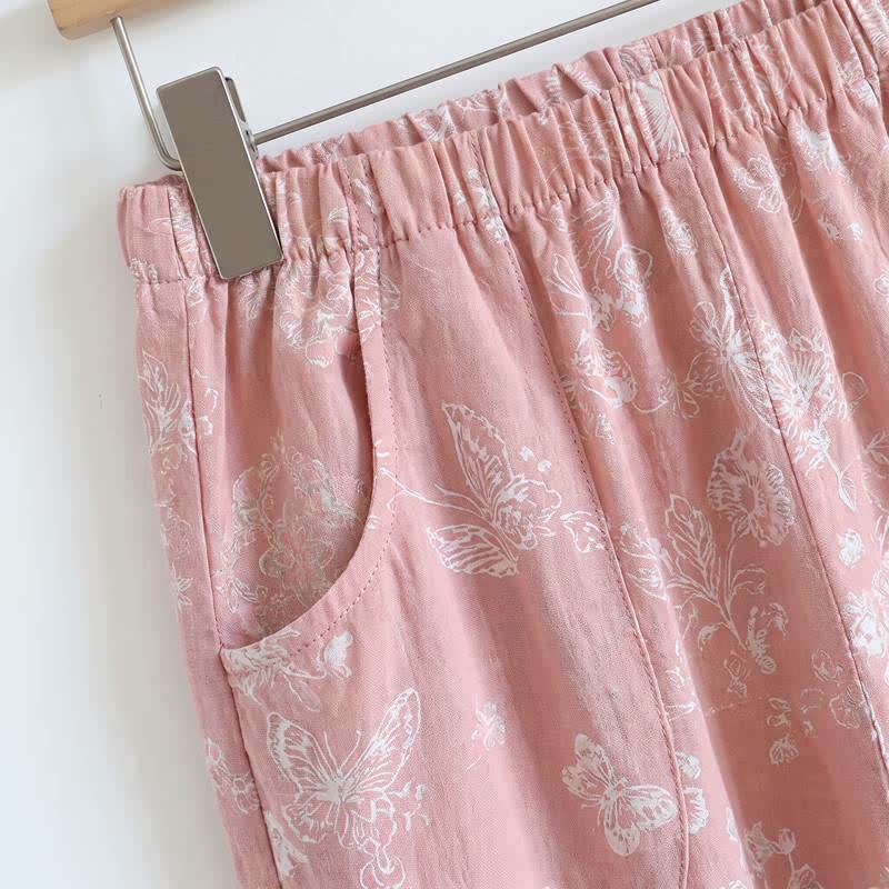 Elegant Cotton Gauze Frog Button Pajama Set