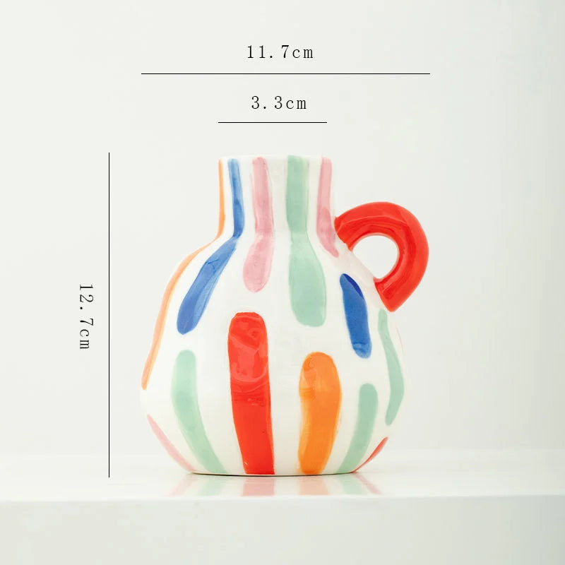 Hand-Painted Colorful Abstract Ceramic Vase