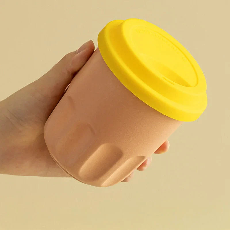Frosted Grooved Ceramic Reusable Coffee Cup