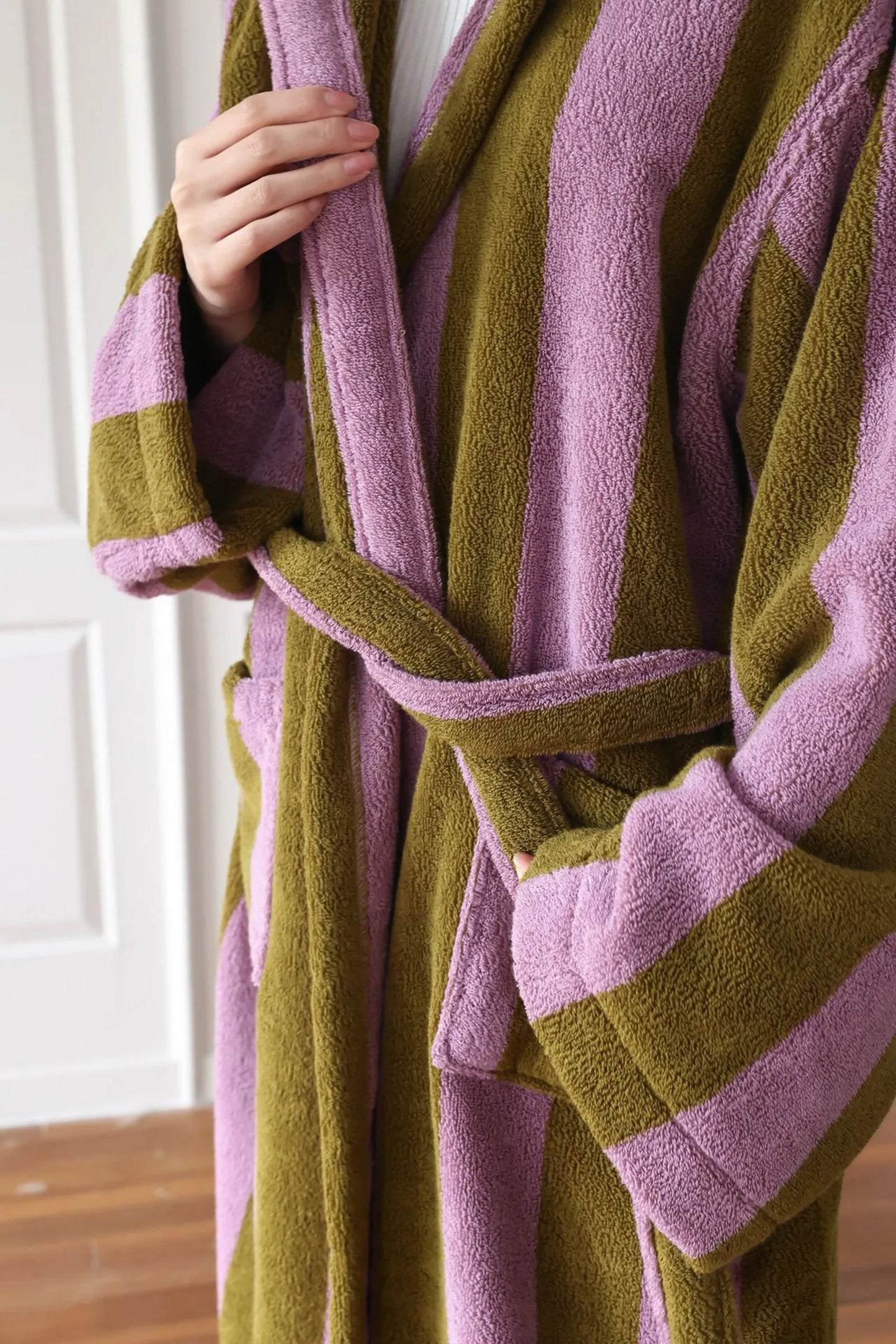 Plush Wide Striped Cotton Robe