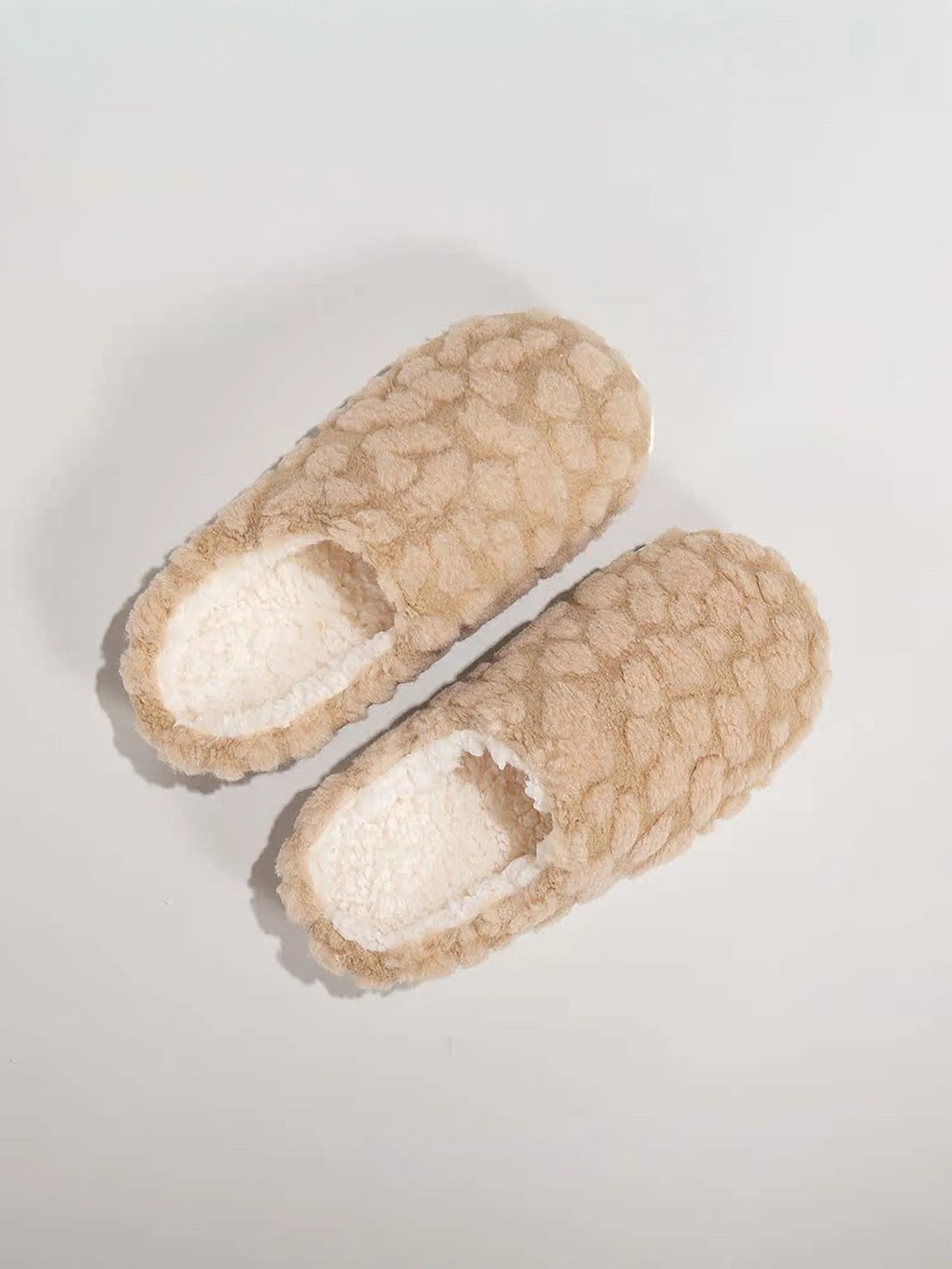 Plush Bubble Textured Fleece House Slippers