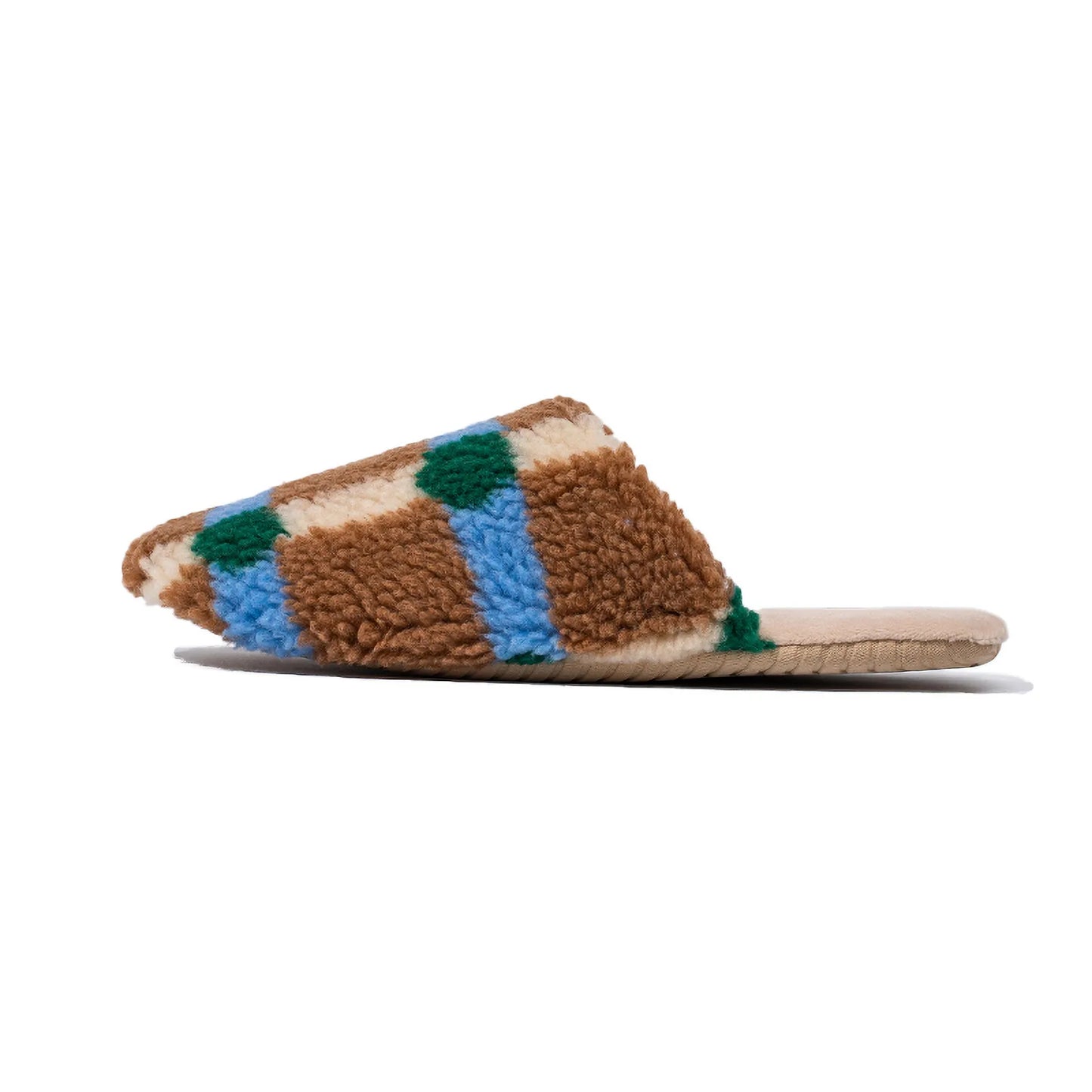 Fuzzy Plaid Sherpa House Slippers