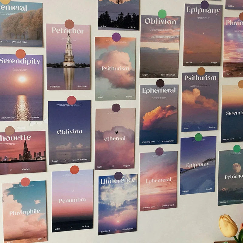 Ethereal Sunset Word Art Aesthetic Wall Collage Kit