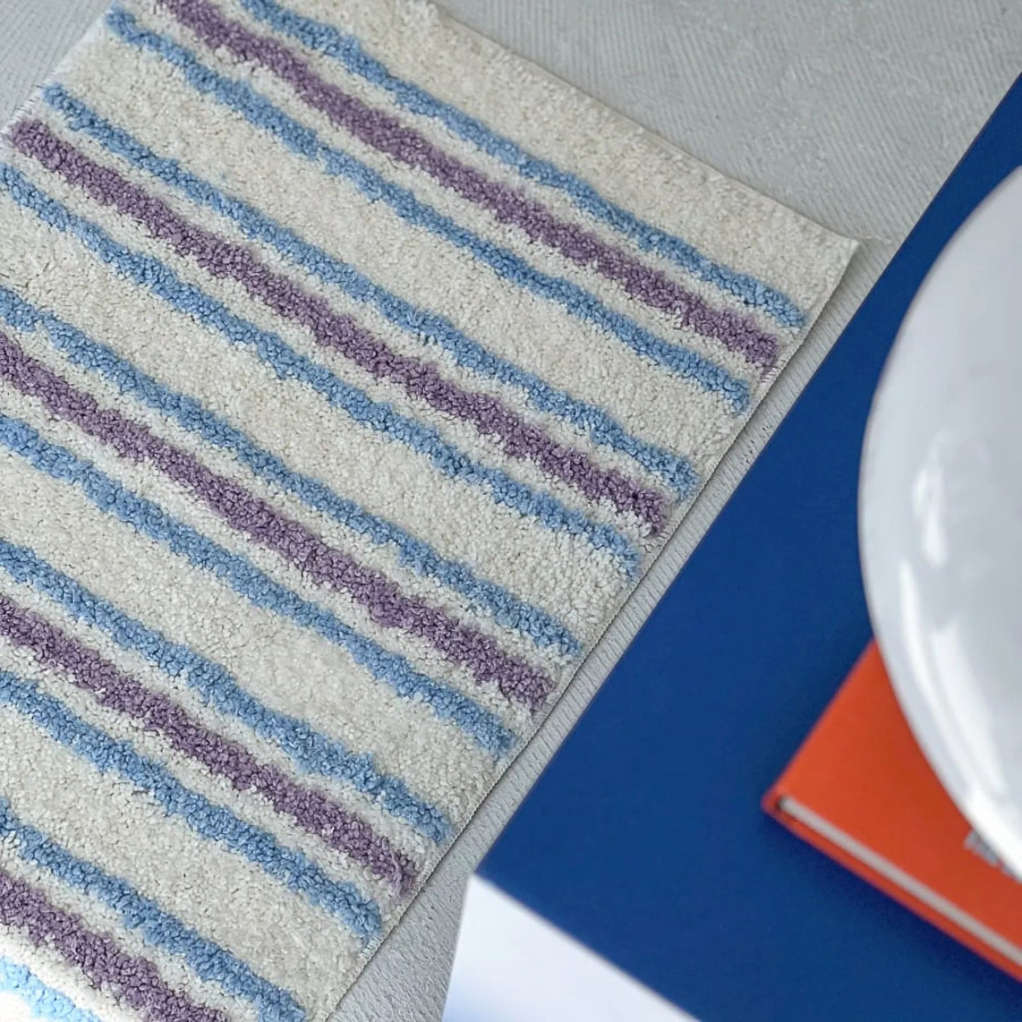 Plush Tufted Wavy Striped Polyester Accent Rug