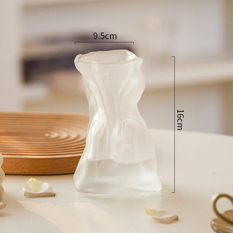Sculptural Crumpled Glass Vase
