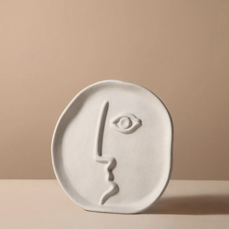 Matte Abstract Face Ceramic Vase