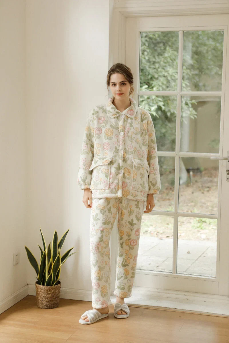 Plush Floral Flannel Fleece Pajama
