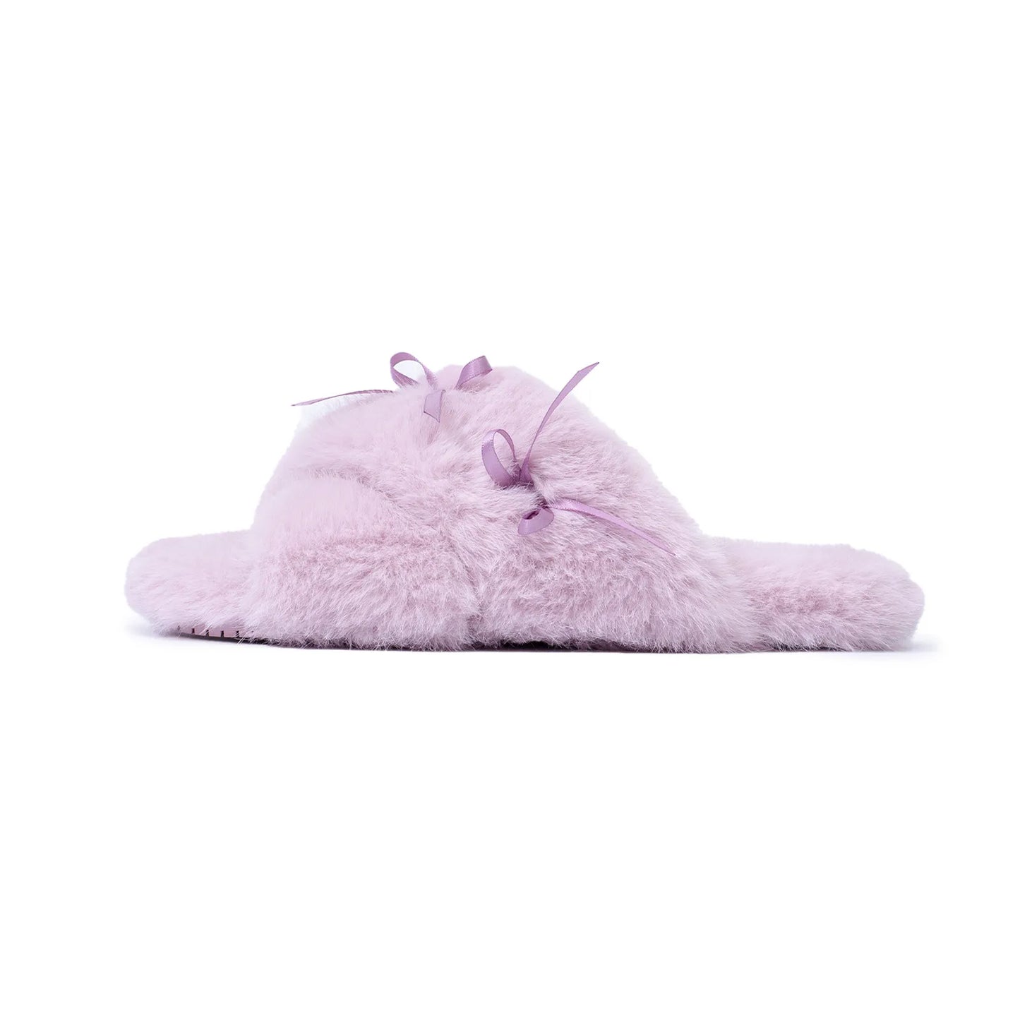 Fuzzy Bow-Knot Cross Band Plush House Slippers