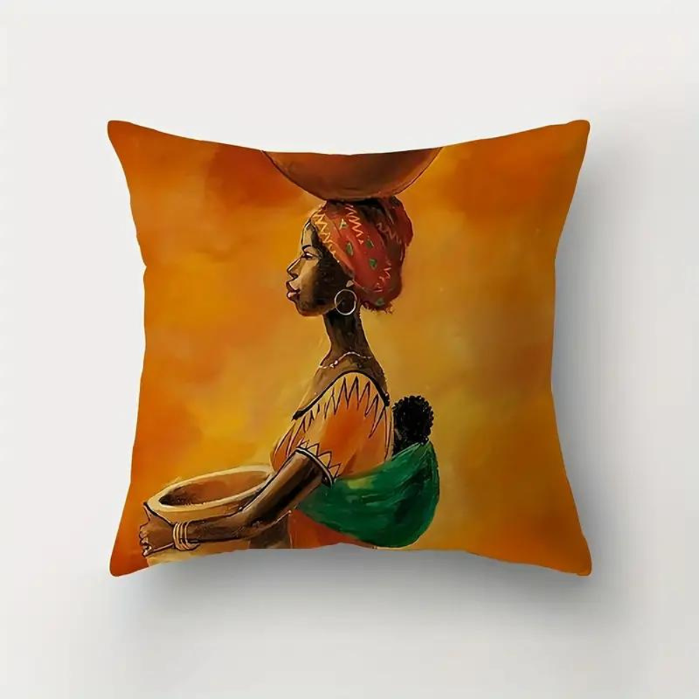 Housse de coussin femme africaine