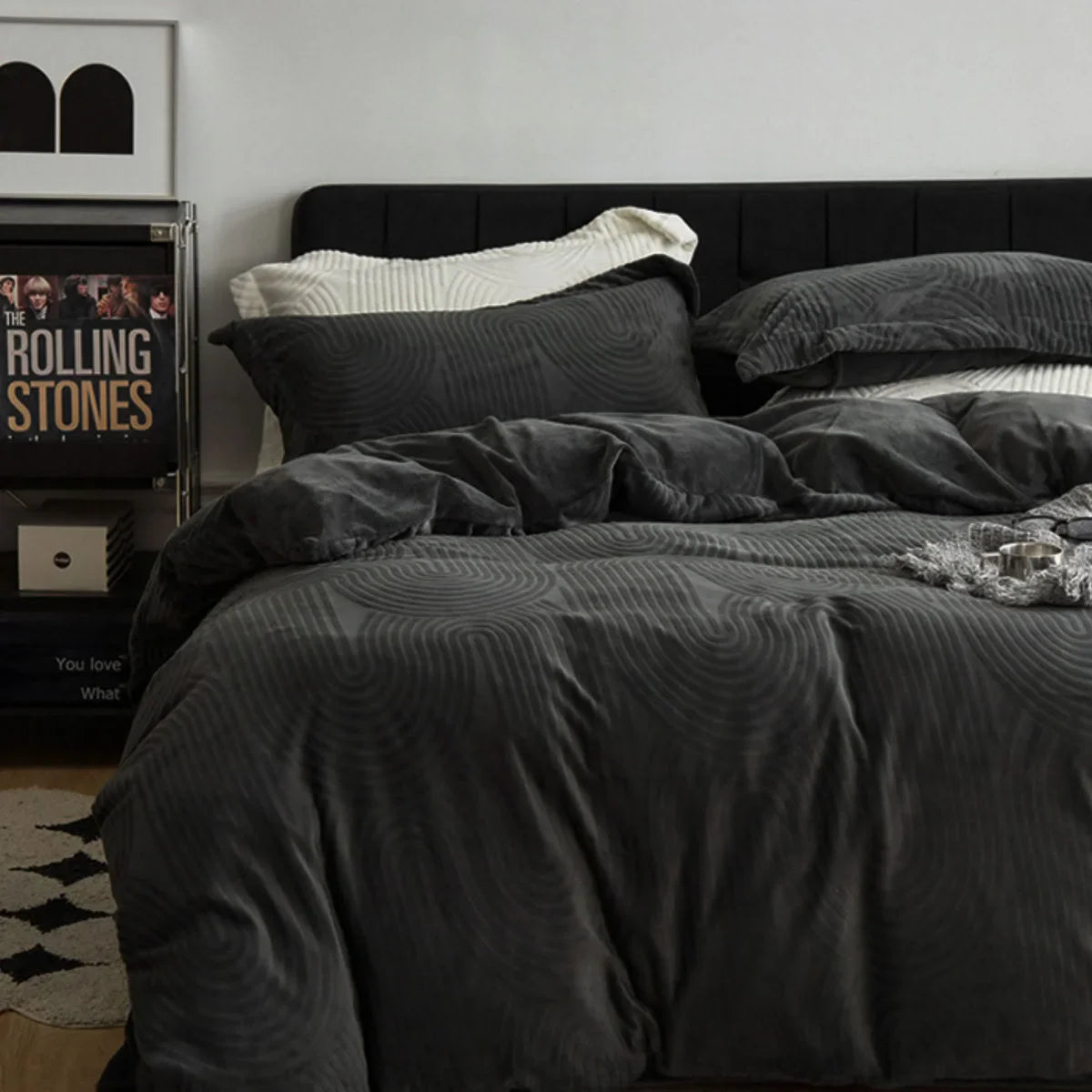 Plush Wavy Arch Flannel Fleece Bedding Set