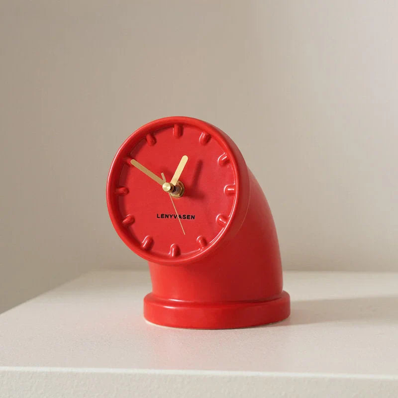 Sculptural Industrial Pipe Ceramic Table Clock