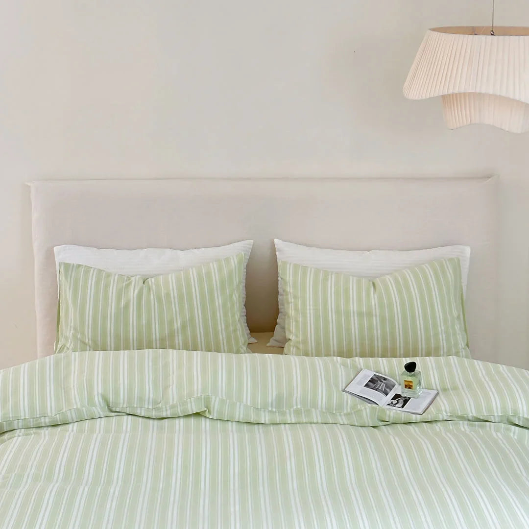 Soft Washed Striped Cotton Bedding Set