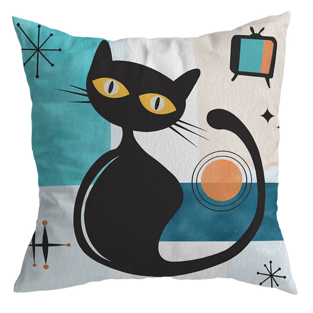 Housse de coussin Atomic Retro Feline