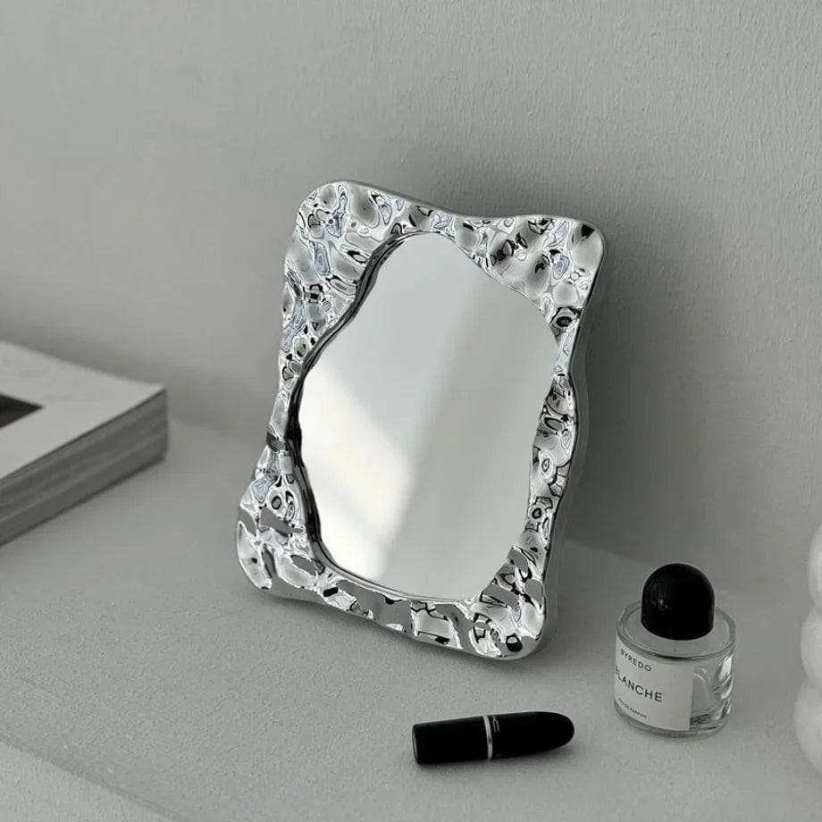 Molten Irregular Chrome Desktop Mirror