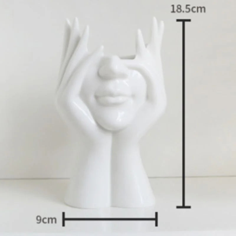 Sculptural Abstract Face Resin Vase