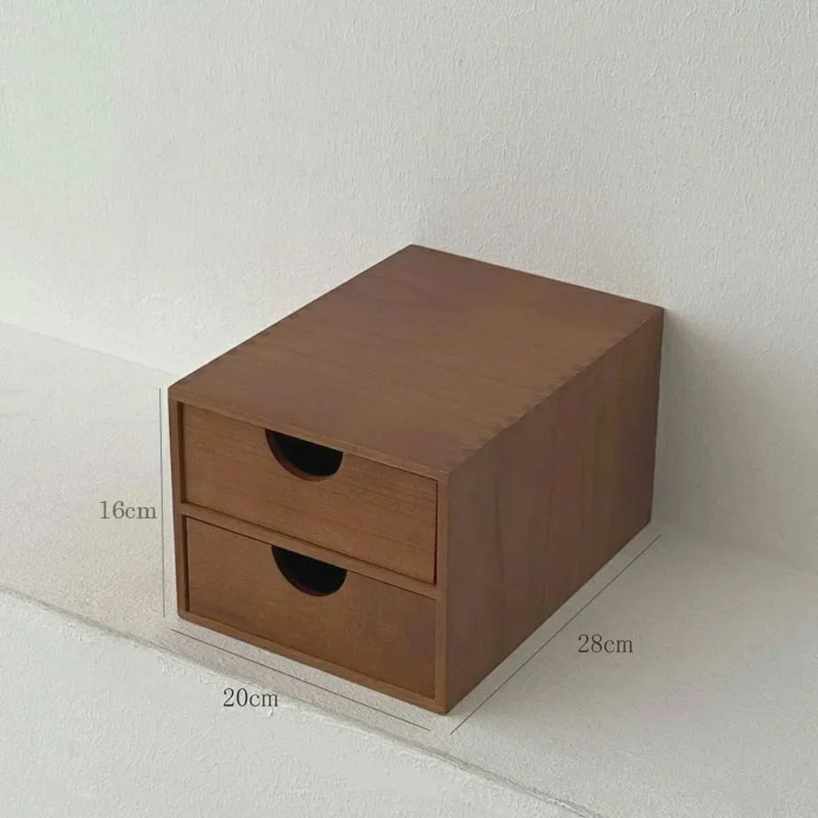 Smooth Minimalist Wood Desktop Organizer with Drawers