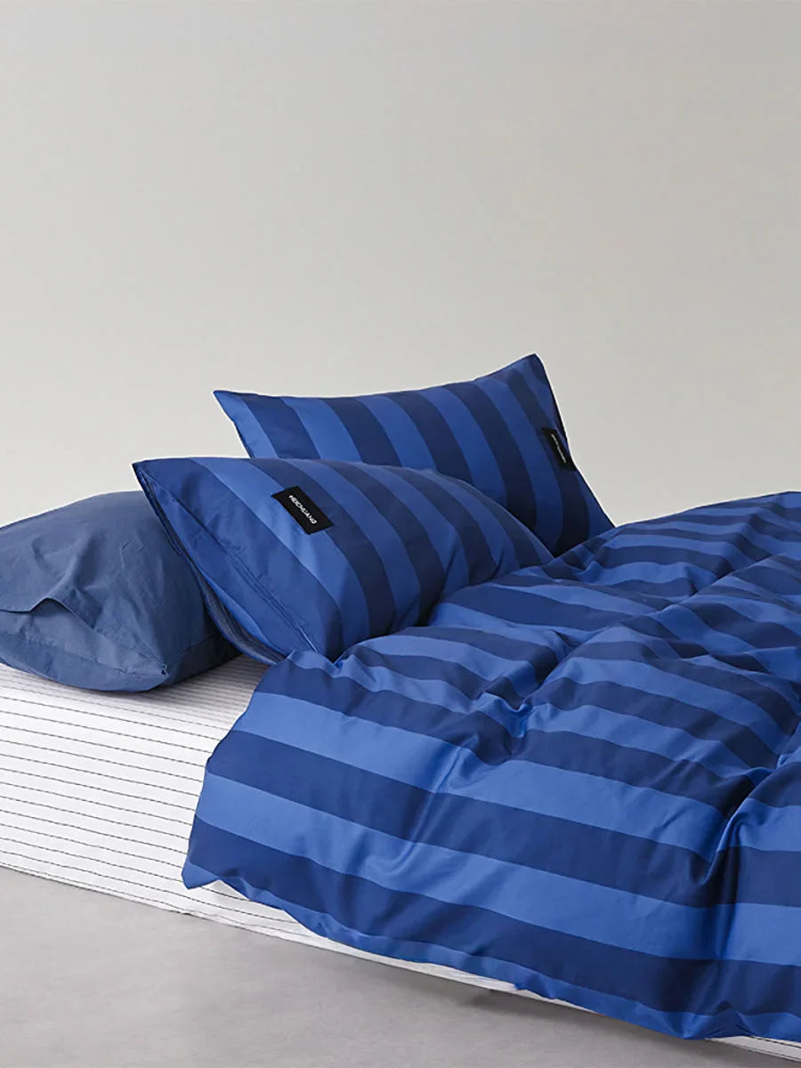 Soft Washed Wide Striped Cotton Bedding Set