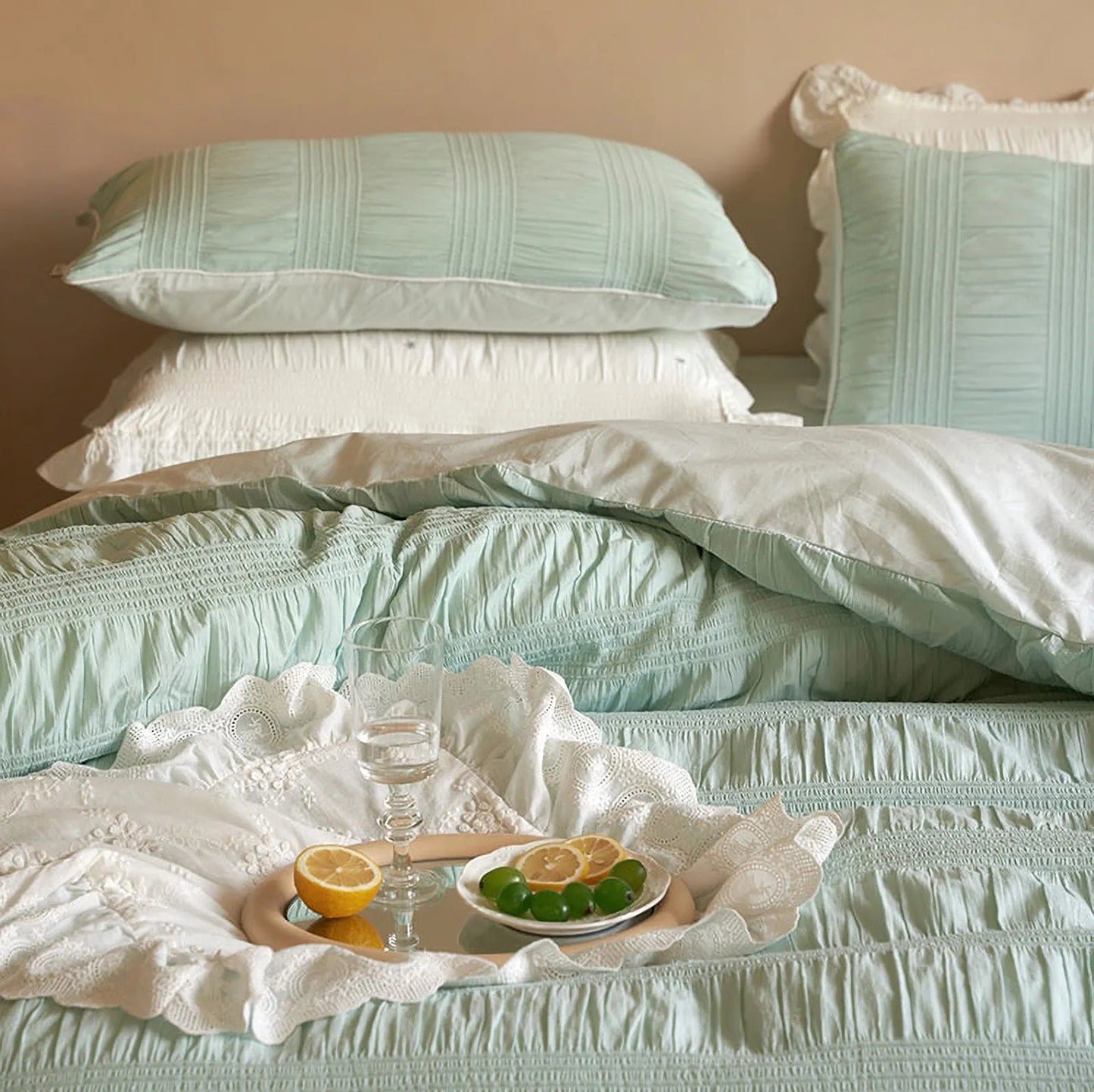 Textured Pintuck Washed Cotton Bedding Set