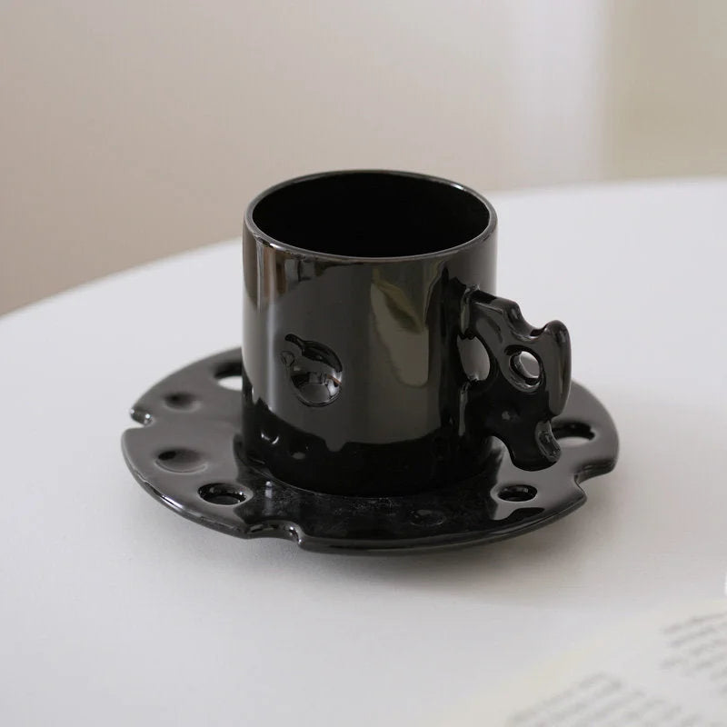 Whimsical Cheese Ceramic Mug & Saucer Set