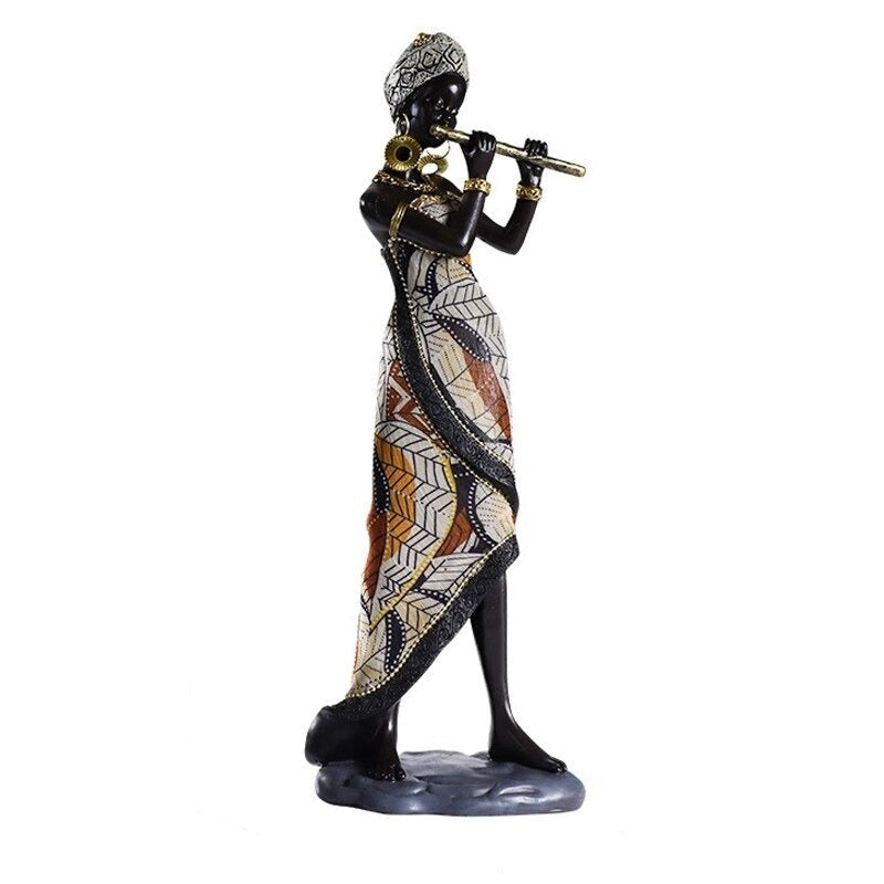 African Female Musician Sculpture