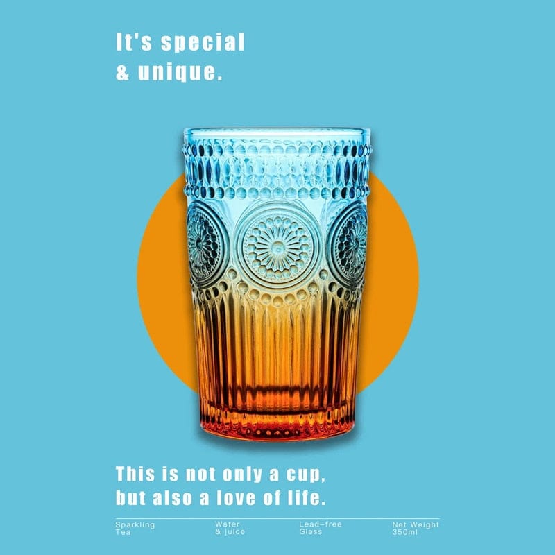 Embossed Multicolor Sunflower Glass