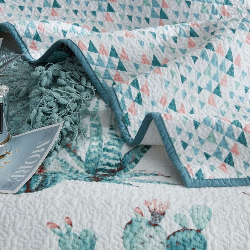 Conjunto de colcha com design de cacto