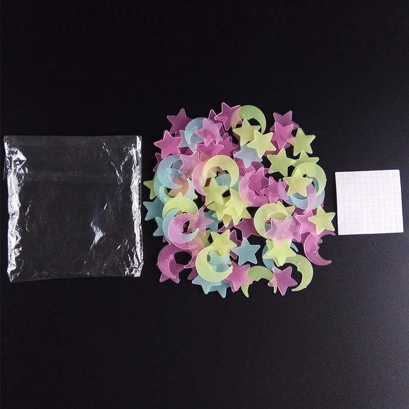 Luminous Moon And Stars Stickers Stickers