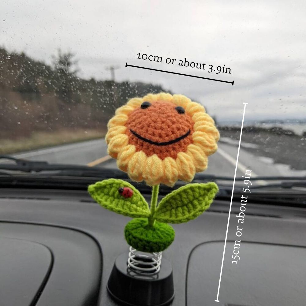 Tournesol au crochet pour tableau de bord de voiture